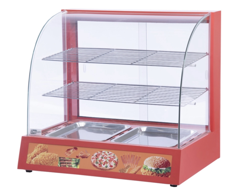 food warmer display curved glass
